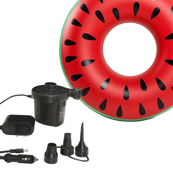 Pratica pompa d‘aria elettrica con 3 ugelli d‘aria e compressore, 12 V / 230 V, 50 W, per gonfiare rapidamente palloni, gommoni e materassi ad aria