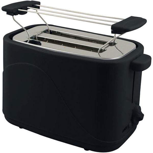 Grille-pain 2 fentes compact avec 7 niveaux de dorage et grille pour petits pains, 700 W, noir mat élégant, tiroir à miettes