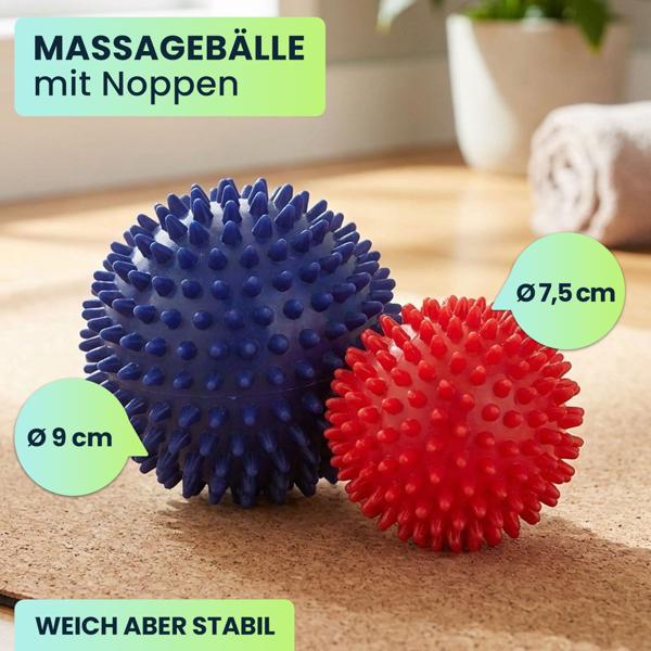 Massagebälle mit Noppen (2er-Set) – Igelbälle für Fussreflexzonen- & Nackenmassage – Stressabbau & Muskelentspannung