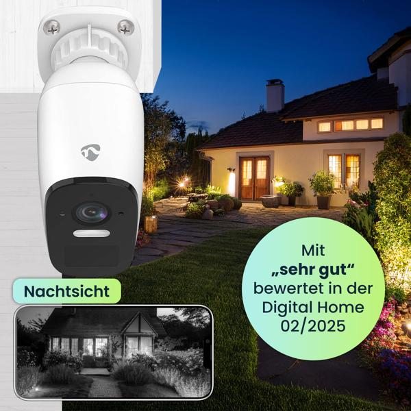 4MP Quad HD Akku-Überwachungskamera: 120° Weitwinkel, Nachtsicht, Scheinwerfer, IP66, App – Kabellose Outdoor-Sicherheit