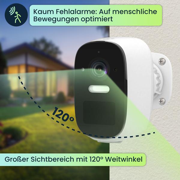 SmartLife Überwachungskamera - 4MP Quad HD - 120° Weitwinkel - inkl. 3W Solarpanel - WLAN - Farb-Nachtsicht - IP66 - Akkubetrieben - Alexa/Google Assistant