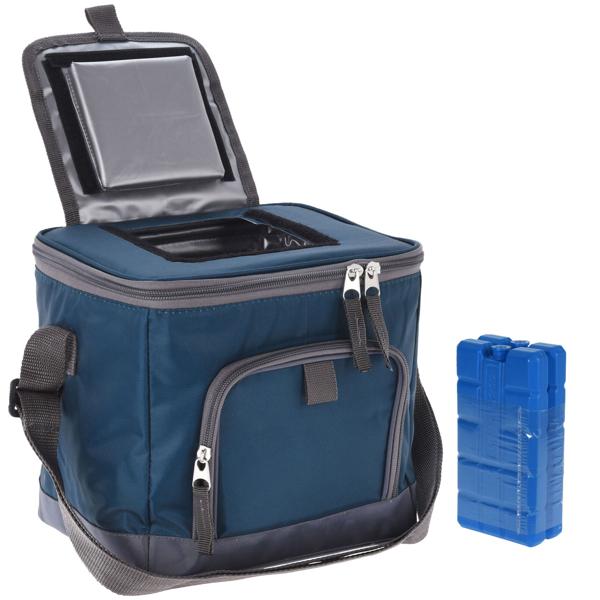 Sac Isotherme avec Bandoulière - 8L, Bleu, pour Pique-nique et Plage - Inclus 2 Accumulateurs de Froid HDPE - Garde au Chaud/Froid jusqu’à 12h