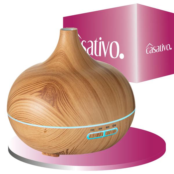 3-piece set of wood-look aroma diffusers with 7-color LED lighting & timer