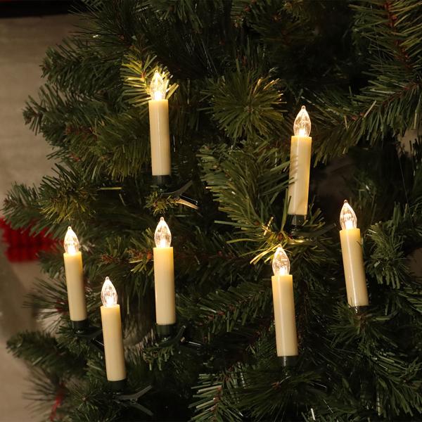 40 cordless LED Christmas tree candles with remote control, timer function, white