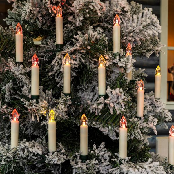 Guirlande Bougies LED Pour Sapin De Noël - 50 Lumières Blanc Chaud, 23m, Télécommande, étanche, Intérieur/extérieur