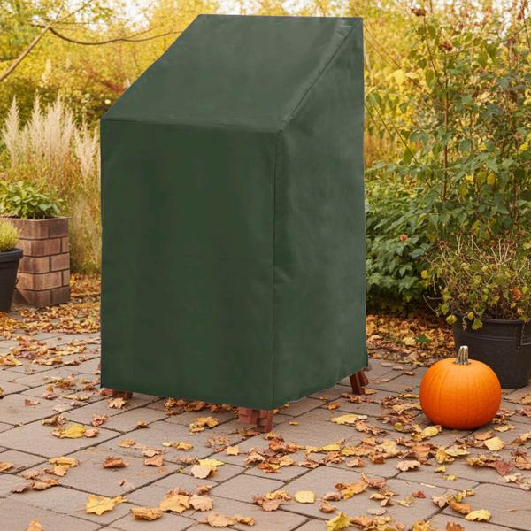 Wetterschutz Abdeckplane für Gartenstapelstühle: Dunkelgrün, wasserabweisend, 68 x 68 x 105 cm – für jede Jahreszeit