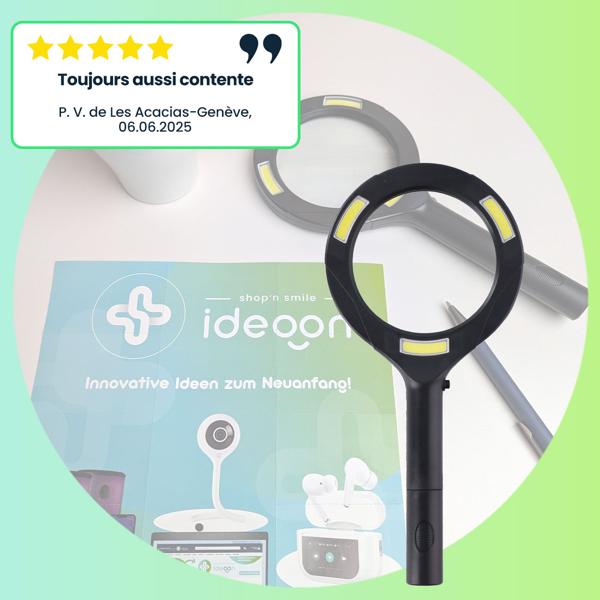 Lot 2 Loupes Grossissantes LED 250 Lumens - Lecture-Bricolage-Travaux Créatifs-Aide Visuelle - Grossissement 3x - Compact-Portable