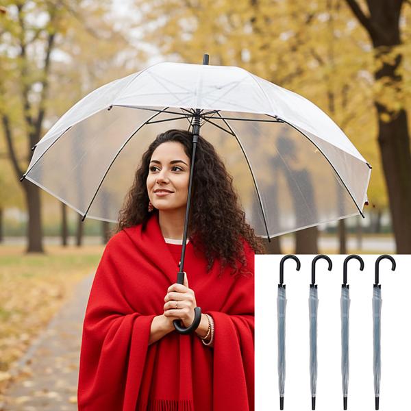 4er-Set Transparenter Kuppel-Regenschirm, Ø 100 cm – Modern & stilvoll, stabiler Stockschirm, klare Sicht bei Regen