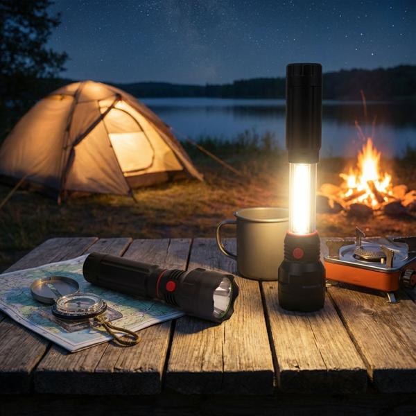 Powerful LED flashlight with work light, 2-in-1, magnetic holder, 300 lm, IPX4