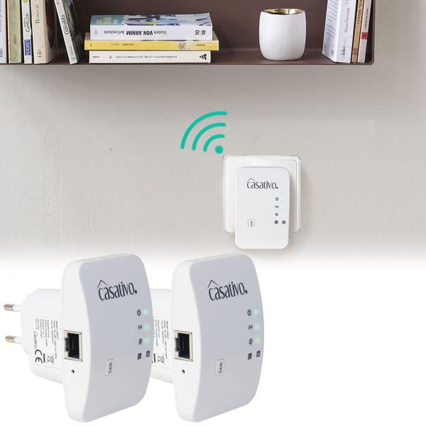 2 mini-répéteurs Wi-Fi 300 Mbit/s avec WPS – 2,4 GHz, prise Ethernet – installation facile