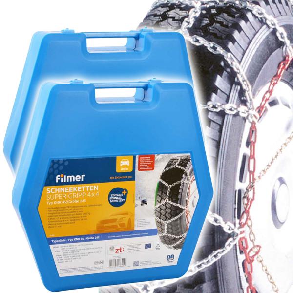 set of 2 snow chains 16mm, Super-Gripp 4x4, 15“-19“, 215-255 mm