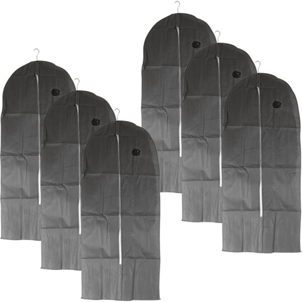 Lot 6x Housses de Protection Vêtements - Anti-Poussière & Anti-Odeur, Fermeture Éclair, Pliable - 137x60 cm, Gris - Rangement & Voyage