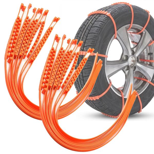 Antirutsch-Bänder für Autoreifen – 20-tlg Anfahrhilfe für sicheres Weiterkommen auf rutschigem Untergrund – Universell passend für PKW-Reifen, 900x20mm