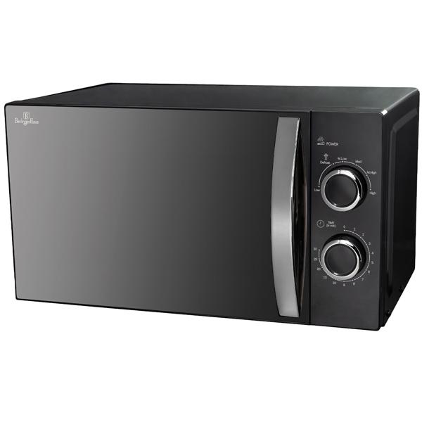 Four à micro-ondes moderne avec fonction décongélation, noir mat, volume 20 L, 700 watts, verre borosilicaté ignifuge et acier inoxydable
