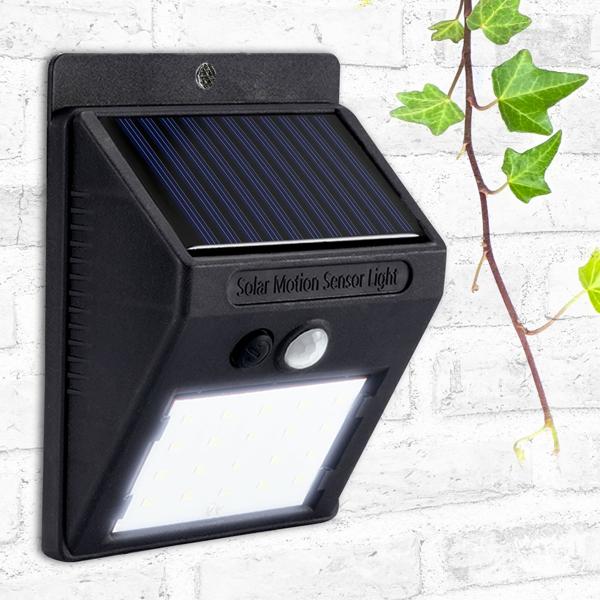Solar LED-Wandleuchte mit Bewegungsmelder – Helle Aussenleuchte mit 20 SMD-LEDs, energiesparend & IP44