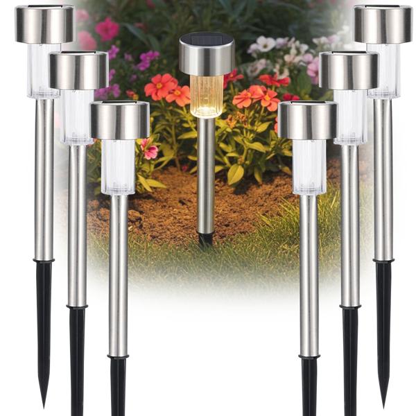 set of 24 mini solar path lights with twilight sensor and ground spike