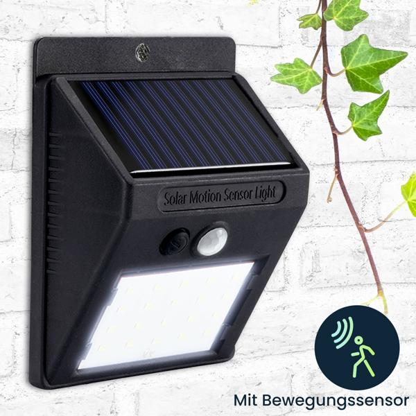 2er-Set Kompakte Solar-LED-Wandleuchte mit Bewegungsmelder (20 SMD-LEDs): Helles Licht für sichere Wege & Eingänge – Energiesparend & kabellos