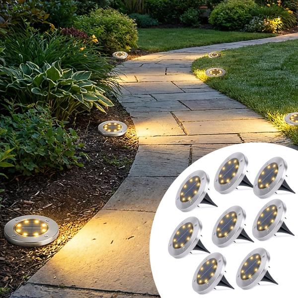 Elegant 8-piece set of solar ground spotlights 200 lm IP44 with ground stake: bright outdoor light for garden & path – Create safety & lighting accents