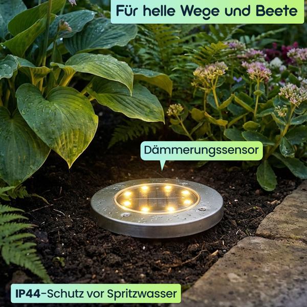 Edles 8er-Set Solar-Bodenstrahler 200lm IP44 mit Erdspiess: Helle Aussenleuchte für Garten & Weg – Schaffen Sie Sicherheit & Lichtakzente
