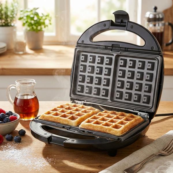 grill multifunzione 3in1 - piastra per panini, piastra per waffle e grill a contatto, potente 850 W, nero, rivestimento antiaderente