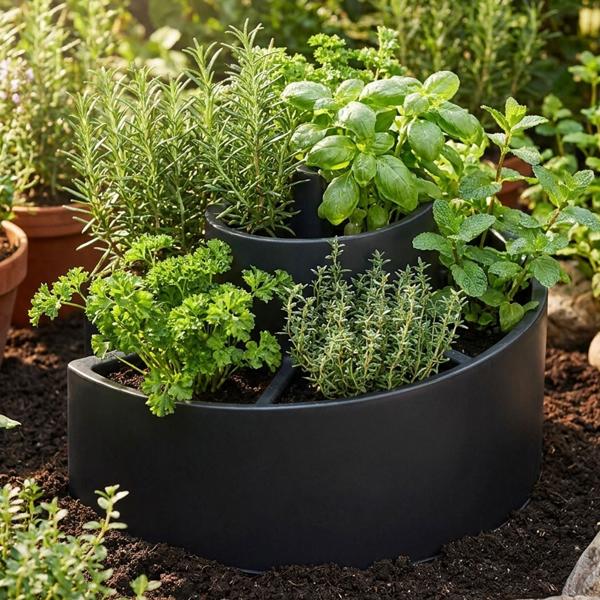 2er-Set Kräuterspirale Blumentopf, 54 x 45 x 34 cm, für Balkon, Terrasse & Fensterbank, vielseitig bepflanzbar, frische Kräuter auf kleinstem Raum