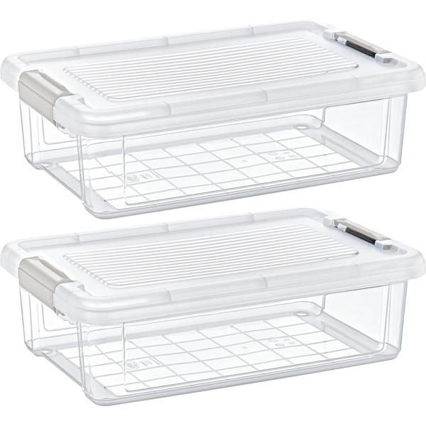 set of 2 storage boxes, 6 l, transparent