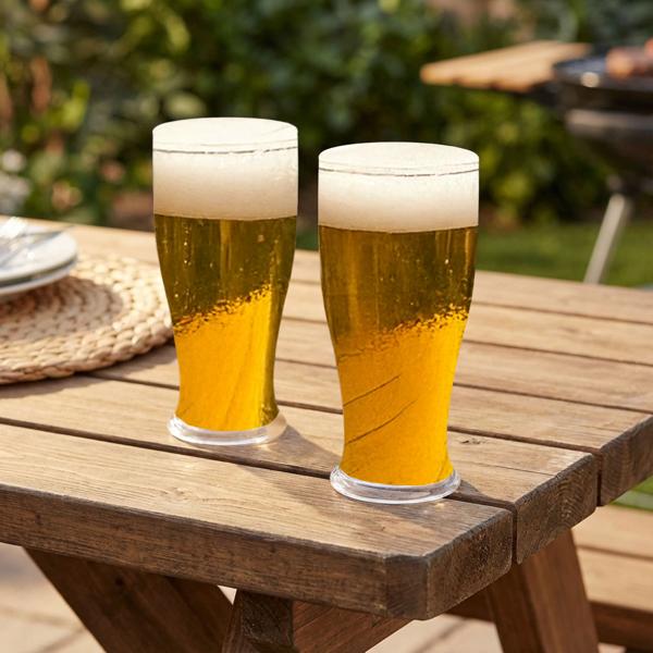 2er-Set Bruchsichere Biergläser aus Kunststoff, 520 ml, Ideal für Gartenpartys, Camping & mehr, Wiederverwendbar, leicht & spülmaschinenfest
