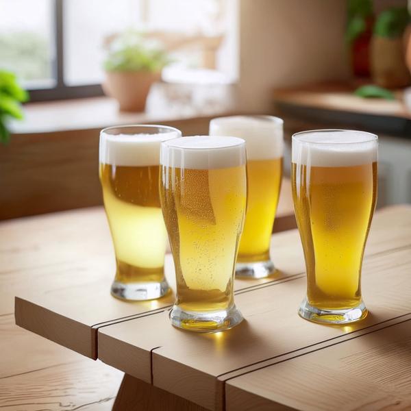 Lot de 4 Verres à Bière Incassables en Plastique - Idéal Garden-parties, Camping, Pique-niques - 520 ml - Réutilisable, Léger, Lavable Lave-vaisselle