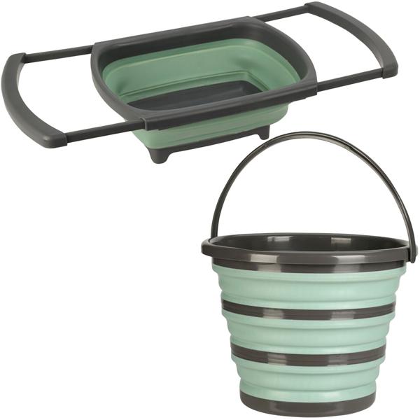 Folding bucket, 10 liters & foldable pull-out sink - Ideal for camping, garden & caravans
