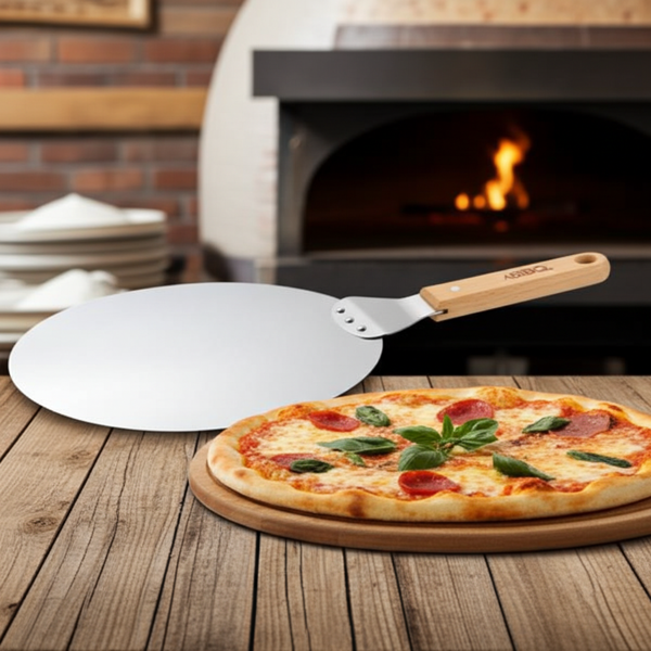 Pelle à pizza professionnelle en acier inoxydable Ø 30,5 cm - Idéale four à pierre, bois, électrique & grill - Pour pizzas, tartes flambées, pains, crêpes - Robuste & durable