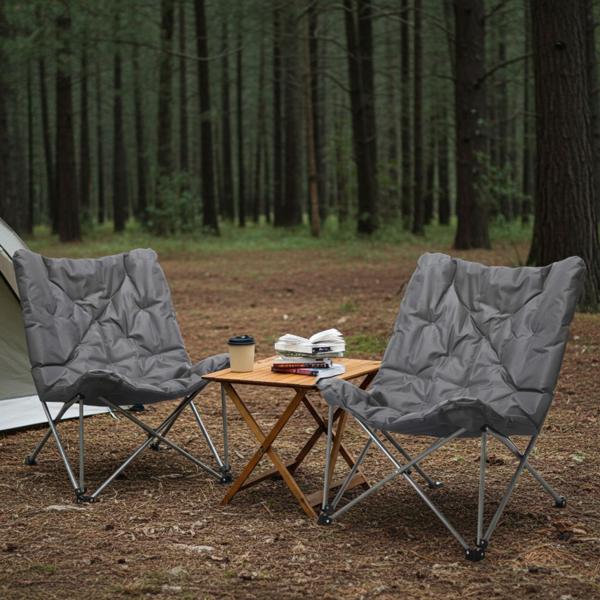 set of 2 upholstered camping chairs, foldable, robust, lightweight & space-saving, ideal for camping, outdoor & festivals