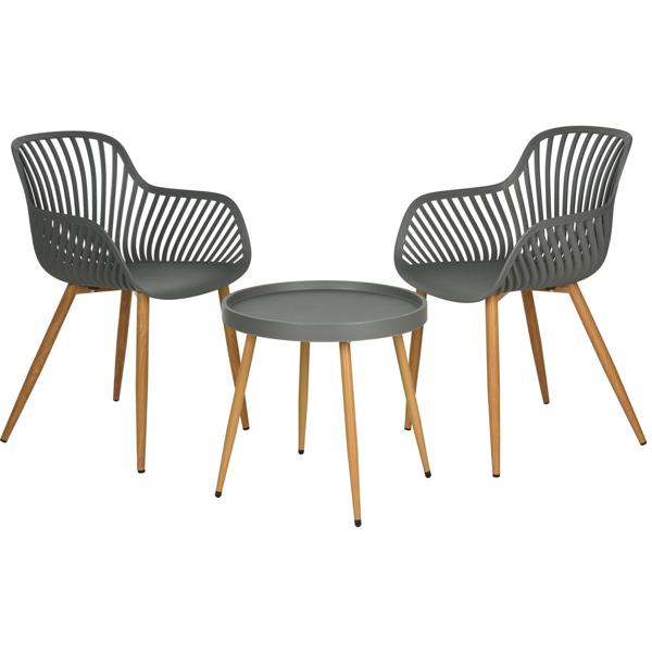 Edle Sitzgruppe mit Balkontisch, 3-tlg., grau, Bistro-Set für Garten, Terrasse, Balkon, wetterfest, modern & komfortabel