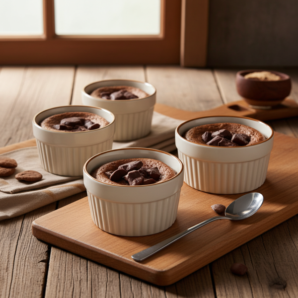 set of 4 soufflé dishes, 200 ml each, beige