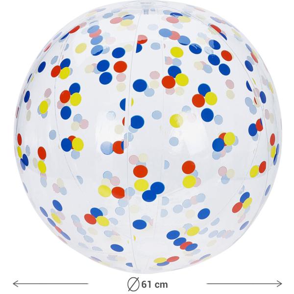 2er-Set Aufblasbarer Strandball 50 cm Durchmesser - Halbdurchsichtig mit bunten Konfetti-Punkten - Aufblasbarer Wasserball für Pool, Strand und Urlaub