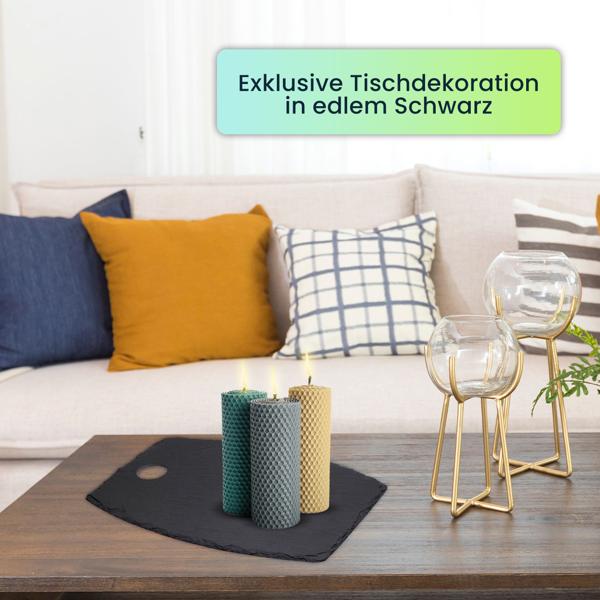 4er-Set Serviertablett, Schieferplatte, 34 x 23 x 0,5 cm