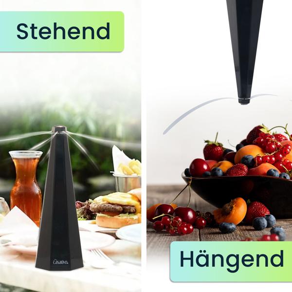 Mobiler 2-Flügel Insektenvertreiber Batterie & USB: Sanfte, effektive Fliegenabwehr für Tisch & unterwegs, flexibel beim Essen & Outdoor