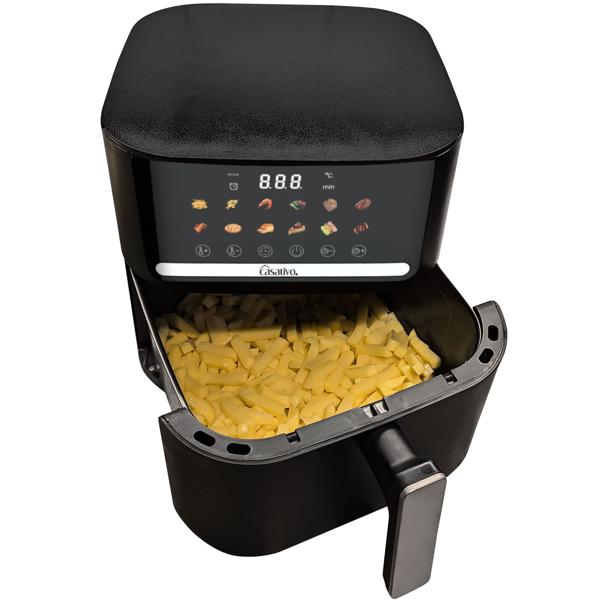 Premium Heissluftfritteuse mit 11 Koch-Programmen, 6,5 l, 1600 Watt - Air Fryer mit LED Touch-Panel, matt schwarz, hochwertige Antihaftbeschichtung