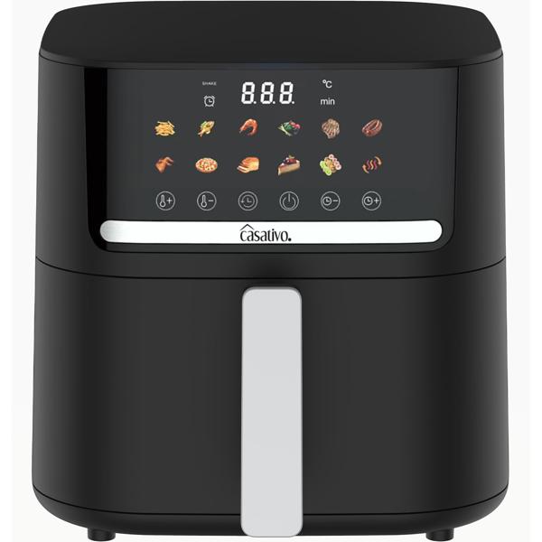 Premium Heissluftfritteuse mit 11 Koch-Programmen, 6,5 l, 1600 Watt - Air Fryer mit LED Touch-Panel, matt schwarz, hochwertige Antihaftbeschichtung