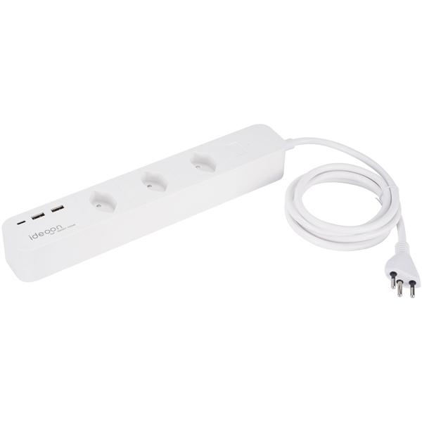 Smart WLAN socket strip (CH), 3-way with USB ports, voice control (Alexa/Google), 10 A: A multiple socket outlet for SmartHome convenience