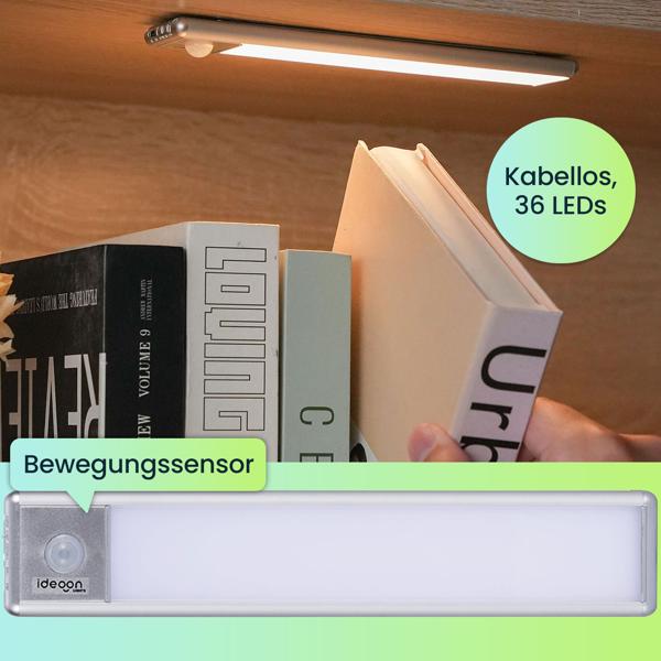 Flache Akku LED-Lichtleiste, 20,5cm mit Bewegungssensor: Kabellos, hell & energiesparend – Perfekt für Schrank, Flur & Küche
