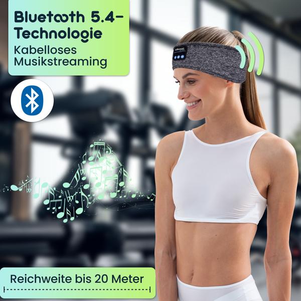 Smartes Kopfhörer-Stirnband, Bluetooth 5.4, Freisprecher & Sprachsteuerung, grau: Ein bequemer Begleiter für Sport, Schlaf & Reisen