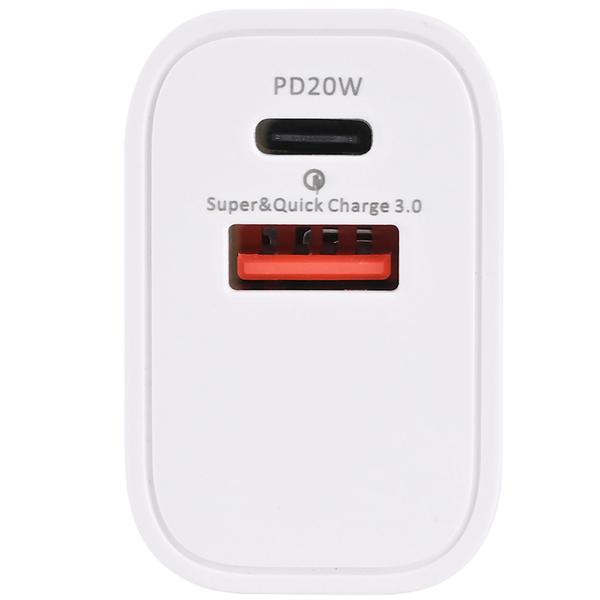 USB Ladegerät, weiss, 2 Ports, 1x USB-C und USB-A, 20 W, Power Delivery 3.0 für schnelles Laden von iPhone, Samsung, Huawai, Xiaomi
