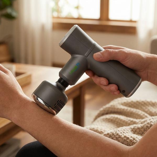 Hand-Massagepistole, Wärme- & Kältefunktion, mit 5 Massageköpfen, USB-C, Massage Gun, 4 Geschwindigkeitsstufen bis 2800 U/min, Muskelentspannung