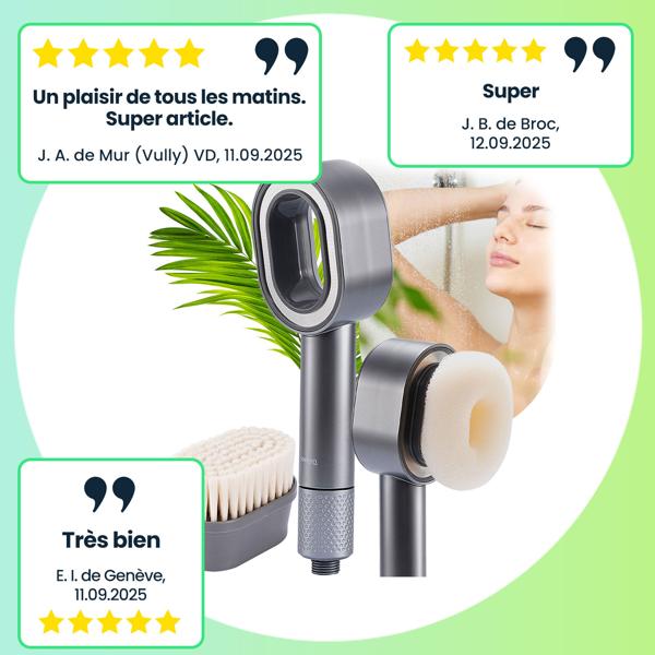 Pommeau de douche économique et filtrant 3 en 1 – 2 filtres premium inclus – pour une peau saine et une douche aussi relaxante qu’au spa