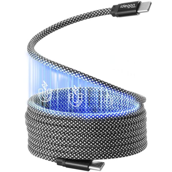 set of 2 USB-C charging cables 100W, 1m: Magnetic retraction function, fast & knot-free - reliable for Samsung, Xiaomi, iPad, iPhone, notebooks and much more.