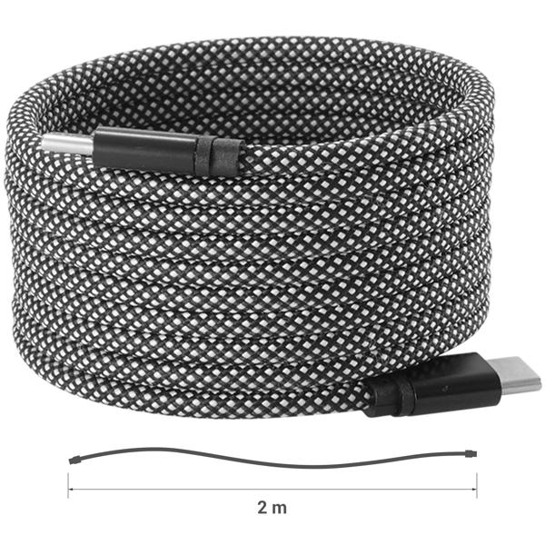 set of 3 USB-C charging cables 100W, 2m: Magnetic retractable function, fast & knot-free - reliable for Samsung, Xiaomi, iPad, iPhone, notebooks and much more.