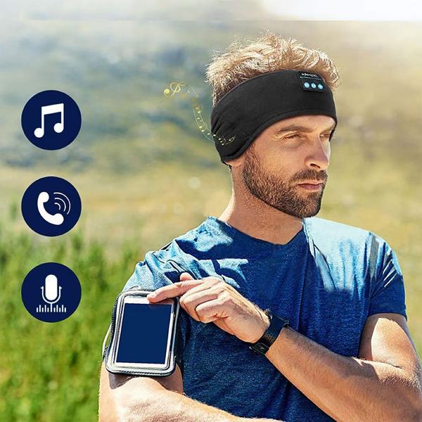 Bandeau audio Bluetooth 5.4 – casque de sommeil, fonction mains libres et commande vocale, noir – pour sport, nuit et voyages