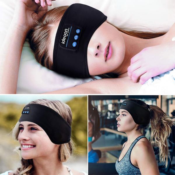 Bandeau audio Bluetooth 5.4 – casque de sommeil, fonction mains libres et commande vocale, noir – pour sport, nuit et voyages