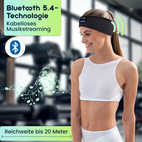 Smartes Kopfhörer-Stirnband, Bluetooth 5.4, Freisprecher & Sprachsteuerung, schwarz: Ein bequemer Begleiter für Sport, Schlaf & Reisen