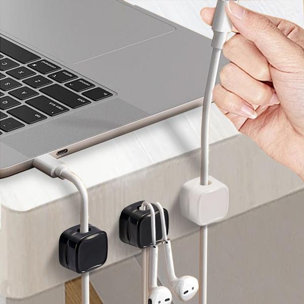 12er-Set Kabelorganizer mit Magnetclip, schwarz: Schreibtisch-Kabelhalter, selbstklebend & flexibel – Nie wieder Kabelsalat im Büro & Zuhause